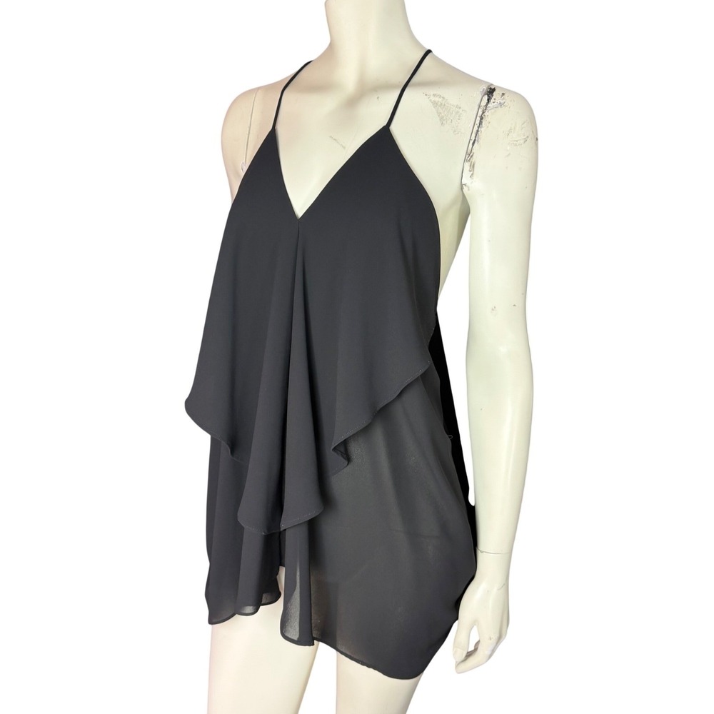 Minimum Ophelia Top Dress Black Ruffle Whimsigoth Drape Back Scandi Minimalist S